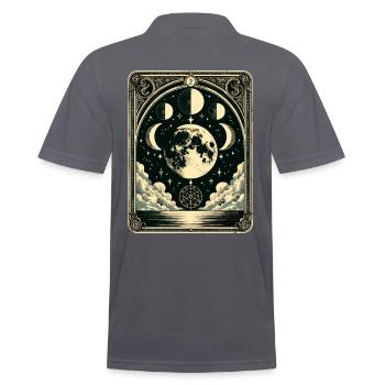 Tarot Card Vintage Moon Phase Astrology Tarot - Men's Polo Shirt - charcoal grey - Back - Nico (186cm)
