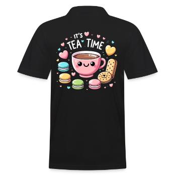 Thé Kawaii Mignon Amateur de Thé Cookie Gâteau Tea Time - Polo Homme - noir - Dos - Kai (181cm)