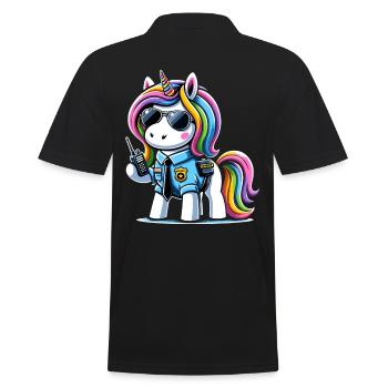 Einhorn Regenbogen Niedliches Einhorn Sicherheit - Männer Poloshirt - Schwarz - Hinten - Kai (181cm)