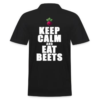 Ruhe bewahren und Rote-Bete essen Grafik - Männer Poloshirt - Schwarz - Hinten - Kai (181cm)