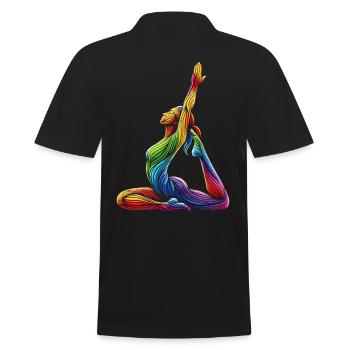 Yoga Regenbogen - Männer Poloshirt - Schwarz - Hinten - Kai (181cm)