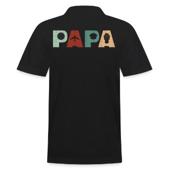 Pilot Aviation Retro Vintage Plane Father Dad - Men's Polo Shirt - black - Back - Kai (181cm)