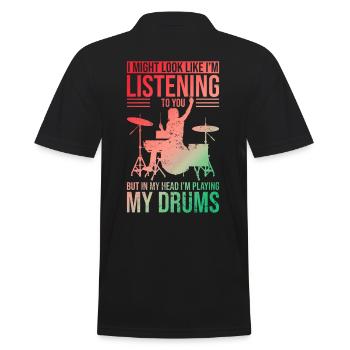 T-shirt de batteur avec des tambours uniques graphique parfait - Polo Homme - noir - Dos - Kai (181cm)