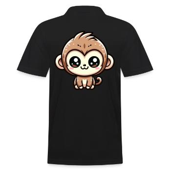Kawaii Monkey Baby Monkey - Men's Polo Shirt - black - Back - Kai (181cm)