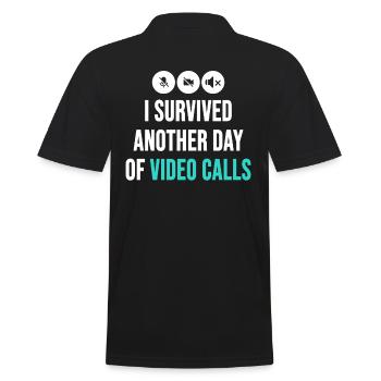 Remote-Mitarbeiter Lustige Idee Videoanrufe Besprechungen - Männer Poloshirt - Schwarz - Hinten - Kai (181cm)
