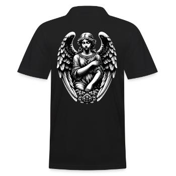 Trauriger gotischer Engel: Künstlerische Eleganz - Männer Poloshirt - Schwarz - Hinten - Kai (181cm)