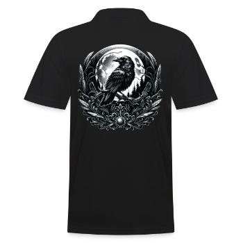 Mystical Raven and Moon: Gothic Elegance - Men's Polo Shirt - black - Back - Kai (181cm)