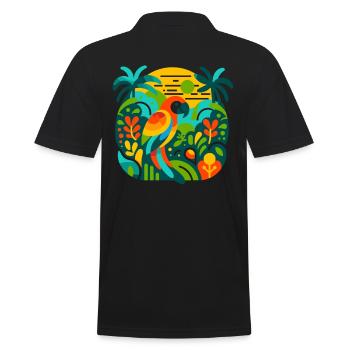 Exotic Parrot Fantasy: Rainforest Colors - Men's Polo Shirt - black - Back - Kai (181cm)