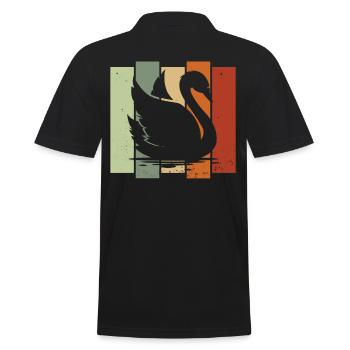 Swan Retro Birdwatching Bird Watcher - Men's Polo Shirt - black - Back - Kai (181cm)