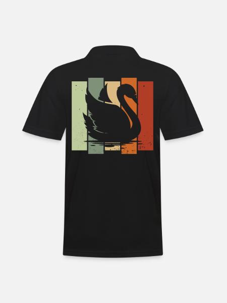 Cygne rétro Birdwatching Bird Watcher - Polo Homme - noir