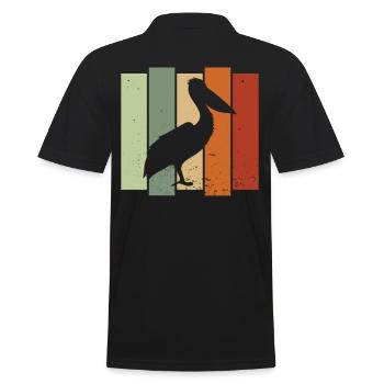 Pelican Retro Birdwatching Bird Watcher - Men's Polo Shirt - black - Back - Kai (181cm)