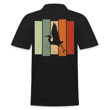 Heron Retro Birdwatching Bird Watcher - Men's Polo Shirt - black - Back - Kai (181cm)