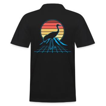 Sandhill Crane Retro Bird Birdwatching - Men's Polo Shirt - black - Back - Kai (181cm)