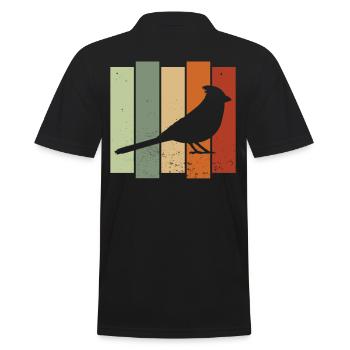 Cardinal Bird Retro Birdwatching Bird Watcher - Men's Polo Shirt - black - Back - Kai (181cm)