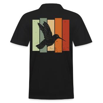 Hummingbird Retro Birdwatching Bird Watcher - Men's Polo Shirt - black - Back - Kai (181cm)