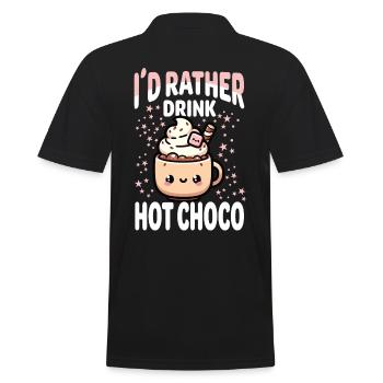 Hot Chocolate Lover Winter Cozy Evening Kawaii - Men's Polo Shirt - black - Back - Kai (181cm)