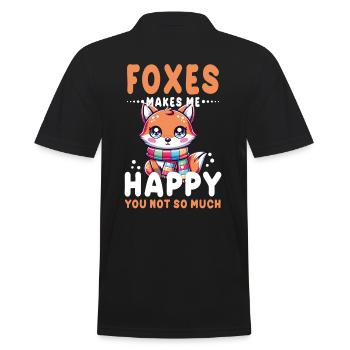 Entzückende Kawaii-Fuchsgrafik für Wildtiere - Männer Poloshirt - Schwarz - Hinten - Kai (181cm)