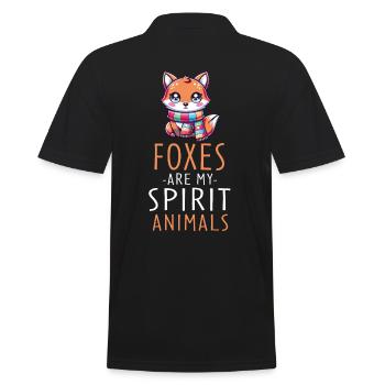 Kawaii Fuchs mit Schalkunst für Fuchs-Enthusiasten - Männer Poloshirt - Schwarz - Hinten - Kai (181cm)