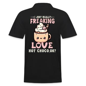 Warme Kawaii Heiße Schokolade Liebhaber Genuss Perfekt - Männer Poloshirt - Schwarz - Hinten - Kai (181cm)