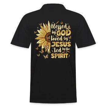 Jésus-Christ Dieu Tournesol Par Dieu Amour - Polo Homme - noir - Dos - Kai (181cm)
