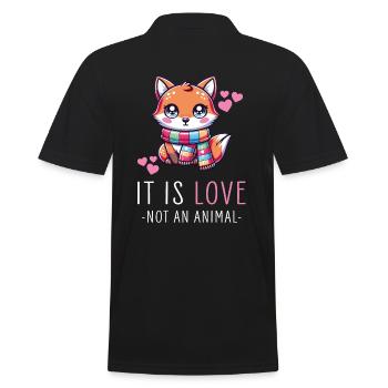 Kawaii Fox with Scarf Art - It Is Love Not An - Men's Polo Shirt - black - Back - Kai (181cm)