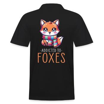 Entzückender Kawaii-Fuchs mit Schal-Grafik für Fuchs - Männer Poloshirt - Schwarz - Hinten - Kai (181cm)