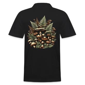 Mushroom And Ferns Cottagecore Aesthetic Forest - Men's Polo Shirt - black - Back - Kai (181cm)