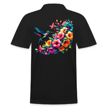 Colibri et Hibiscus fleur Art - Polo Homme - noir - Dos - Kai (181cm)
