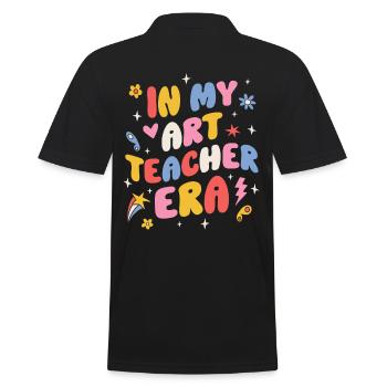 In der Ära meines Kunstlehrers Groovy - Männer Poloshirt - Schwarz - Hinten - Kai (181cm)