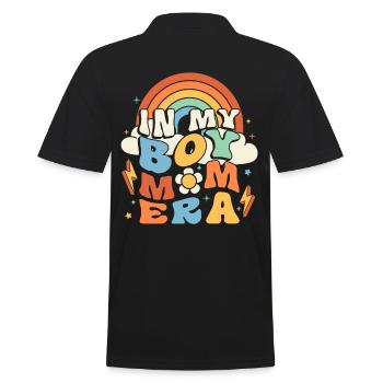 In My Boy Mom Era Groovy - Men's Polo Shirt - black - Back - Kai (181cm)