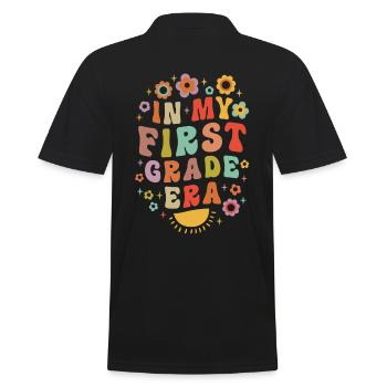 In My First Grade Era 1st Grade Groovy Vintage - Men's Polo Shirt - black - Back - Kai (181cm)