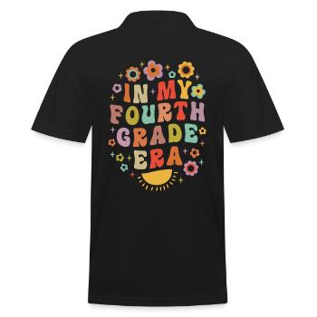 In My Fourth Grade Era 4th Grade Groovy Vintage - Men's Polo Shirt - black - Back - Kai (181cm)