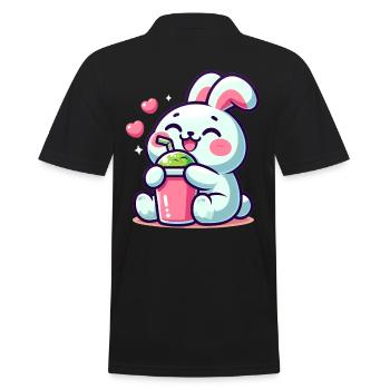 Rabbit Bubble Tea Kawaii - Men's Polo Shirt - black - Back - Kai (181cm)