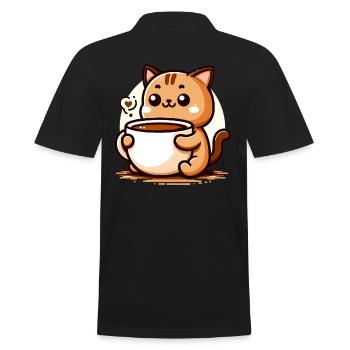 Chat Café Kawaii - Polo Homme - noir - Dos - Kai (181cm)