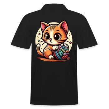 Chat avec pelote de laine - Polo Homme - noir - Dos - Kai (181cm)