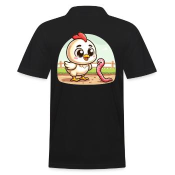Hühnerwurm-Farm-Farm-Bauer - Männer Poloshirt - Schwarz - Hinten - Kai (181cm)