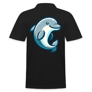 Delphin-Figur - Männer Poloshirt - Schwarz - Hinten - Kai (181cm)