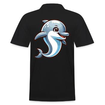 Dolphin Kawaii - Men's Polo Shirt - black - Back - Kai (181cm)