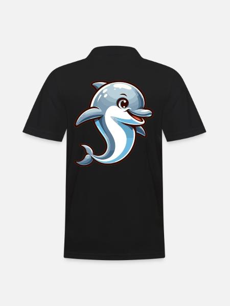 Dolphin Kawaii - Men's Polo Shirt - black