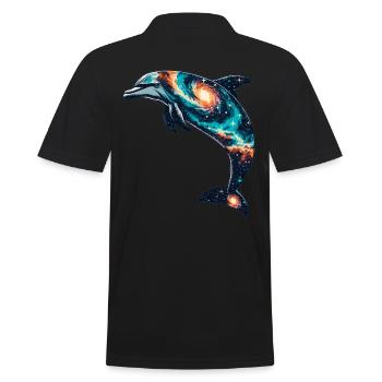 Dolphin Space Galaxy Universe - Men's Polo Shirt - black - Back - Kai (181cm)