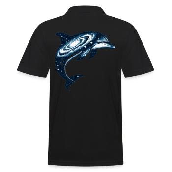 Dolphin Space Galaxy Universe - Men's Polo Shirt - black - Back - Kai (181cm)