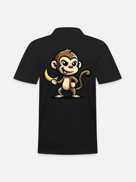 Monkey With Banana Cheeky - Men's Polo Shirt - black