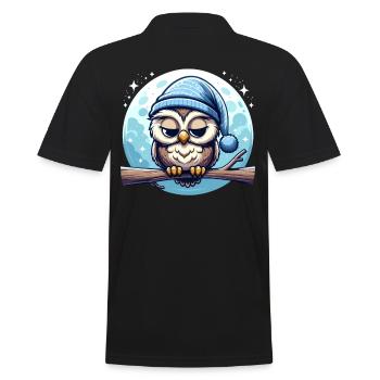 Eule Schlummertrunk Schlafeule Mond - Männer Poloshirt - Schwarz - Hinten - Kai (181cm)