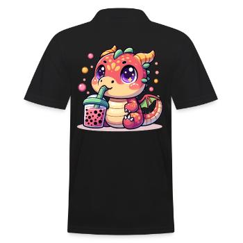 Boba Tee Drache Kawaii - Männer Poloshirt - Schwarz - Hinten - Kai (181cm)