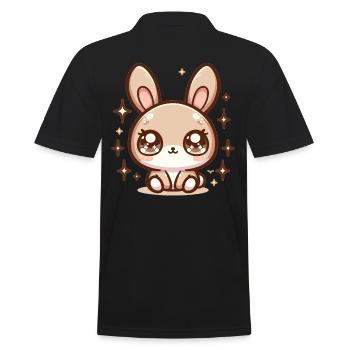 Rabbit Bubble Tea Kawaii - Men's Polo Shirt - black - Back - Kai (181cm)