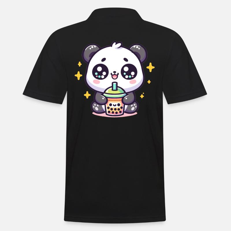 Panda Bubble Tea Boba Kawaii - Männer Poloshirt - Schwarz