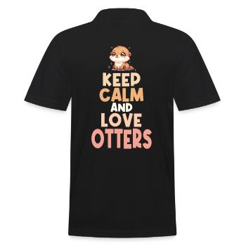 Oeuvre d’art de loutre mignonne mettant en vedette Adorable et drôle Keep - Polo Homme - noir - Dos - Kai (181cm)