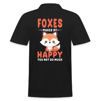 Charming Kawaii Fox Art for Animal Enthusiasts and - Men's Polo Shirt - black - Back - Kai (181cm)