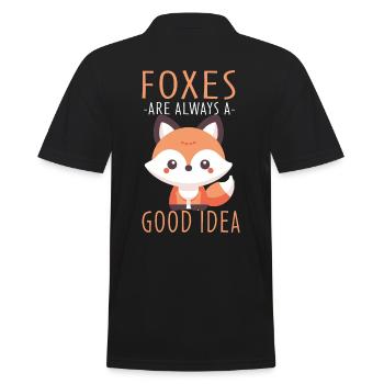 Kawaii Fox Design - Foxes Are Always A Good Idea - Men's Polo Shirt - black - Back - Kai (181cm)