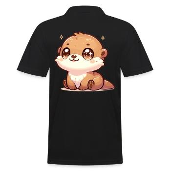 Illustration de loutre kawaii - Polo Homme - noir - Dos - Kai (181cm)